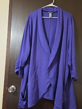 Catherines Purple soft draped Open-Front Cardigan 5X (34/36)